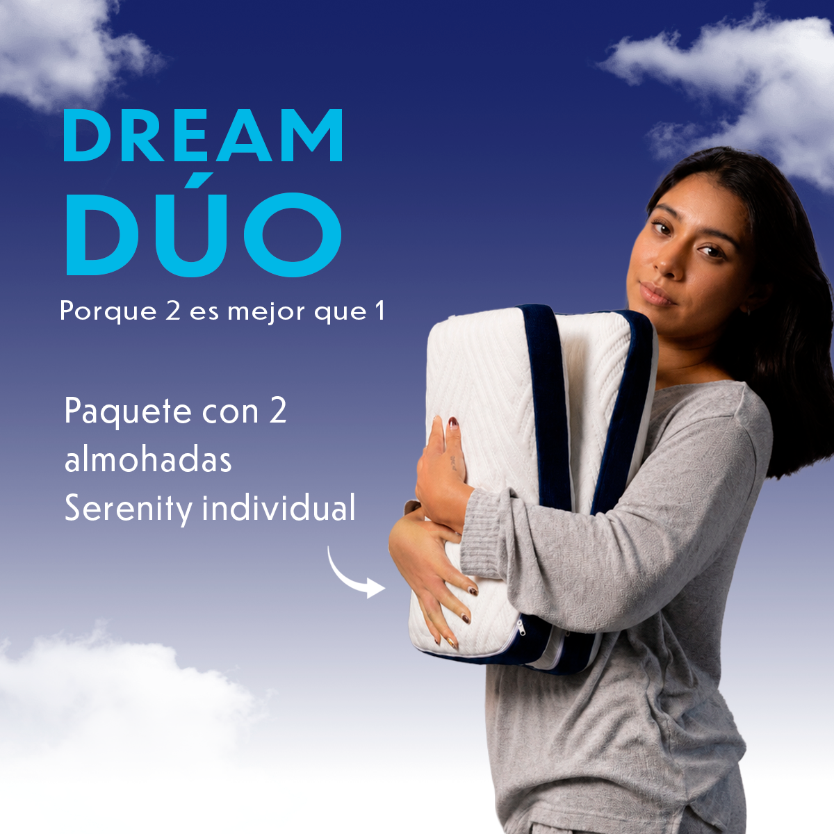 2 Pack Almohada Memory Foam Serenity Personal 53x33x10 cm