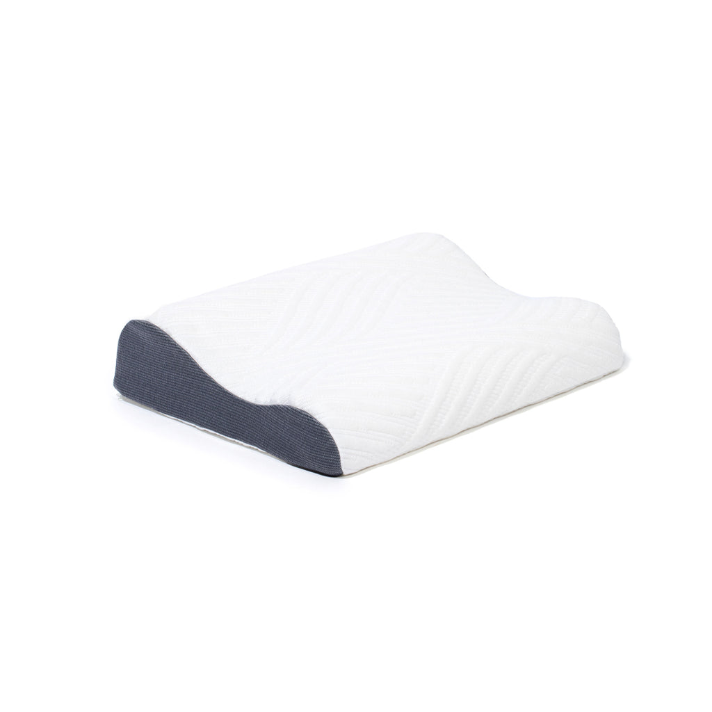 Almohada cervical ergonómica con dos alturas, ideal para alinear cuello y columna. Dos alturas para elegir el soporte ideal. Con funda hipoalergénica lavable. 