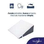 Almohada en forma de cuña para reducir ronquidos, reflujo o elevar piernas, ideal para soporte lumbar y descanso postural. Soporte firme, inclinación ergonómica y funda lavable.