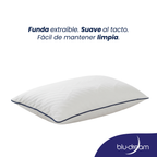 Almohada BluDream Individual Ajustable de memory foam, personalizable en altura y firmeza para descanso ergonómico, funda bludream, suave y fácil de limpiar.