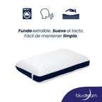 Almohada BluDream Individual CoolRest de memory foam con tecnología de enfriamiento PCM. Funda extraíble, fácil de limpiar.
