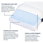 Almohada BluDream Individual CoolRest de memory foam con tecnología de enfriamiento PCM, soporte y confort inteligente.