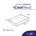 Almohada BluDream Individual CoolRest de memory foam con tecnología de enfriamiento PCM, medidas: 60x40x14cm.