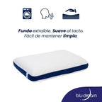 Almohada BluDream Individual Serenity de memory foam, confort ergonómico para descanso reparador. Funda extraíble y fácil de limpiar.
