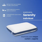 Almohada BluDream Individual Serenity de memory foam, diseñada para mayor confort y soporte.