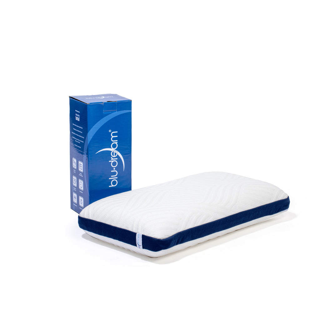 La Almohada BluDream King Size elaborada de Memory Foam con tecnología Fresh+ y funda lavable, que se adapta a la forma de tu cabeza y cuello aliviando la presión para un soporte correcto.