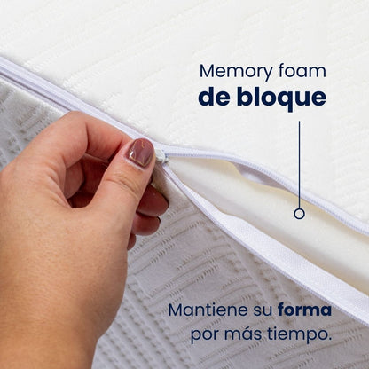 La Almohada BluDream King Size elaborada de Memory Foam con tecnología Fresh+ y funda lavable, mantiene su forma por más tiempo.