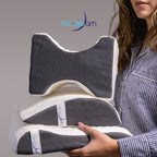 Almohada BluDream para rodillas, diseño ergonómico de TechFoam para alineación y confort al dormir, alinea caderas y columna, reduce presión en rodillas, creada para proporcionar soporte especializado en cada parte del cuerpo.