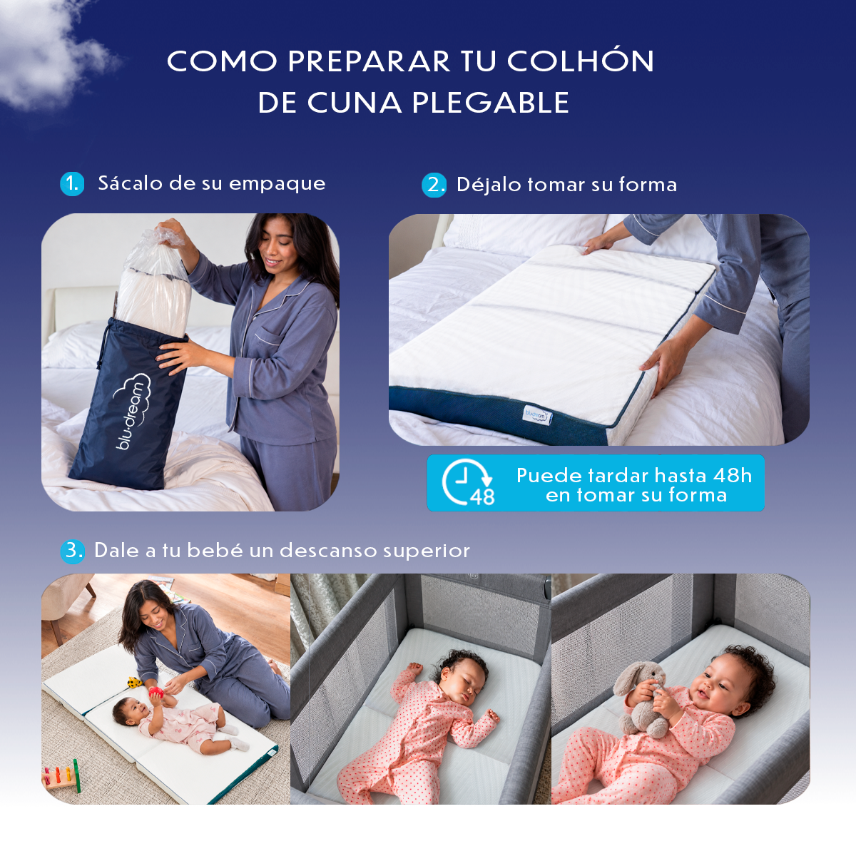 Colchón de Cuna Plegable de Viaje Para Bebé