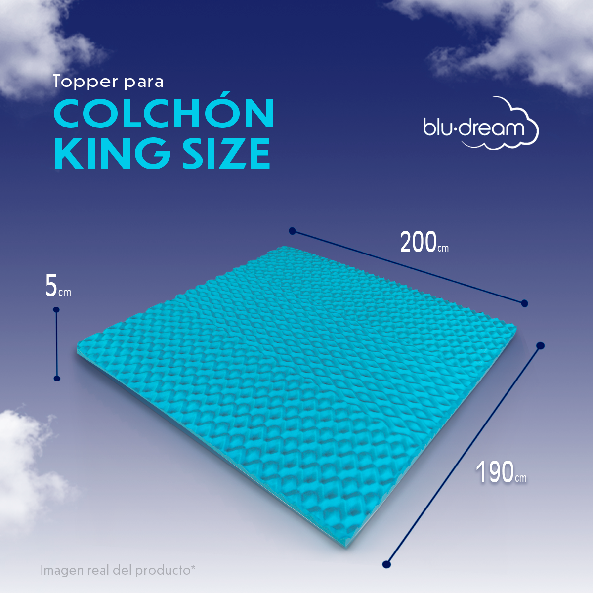 Colchoneta Memory Foam Topper King Size 200x190x 5cm