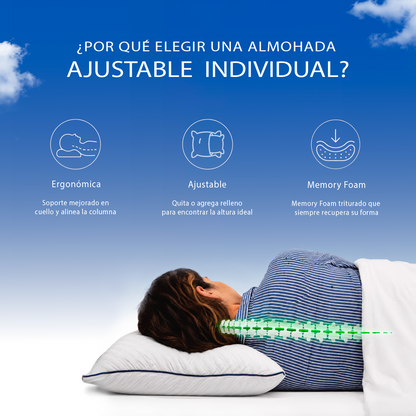2 Pack Almohada Memory Foam Ajustable Serenity King Size 84x46