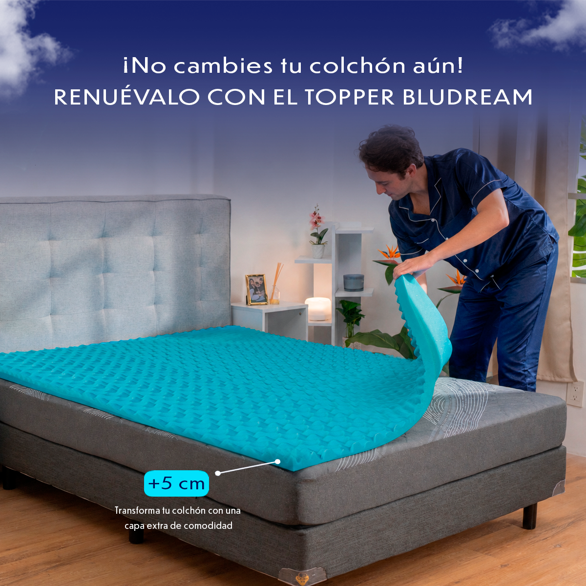 Colchoneta Memory Foam Topper King Size 200x190x 5cm