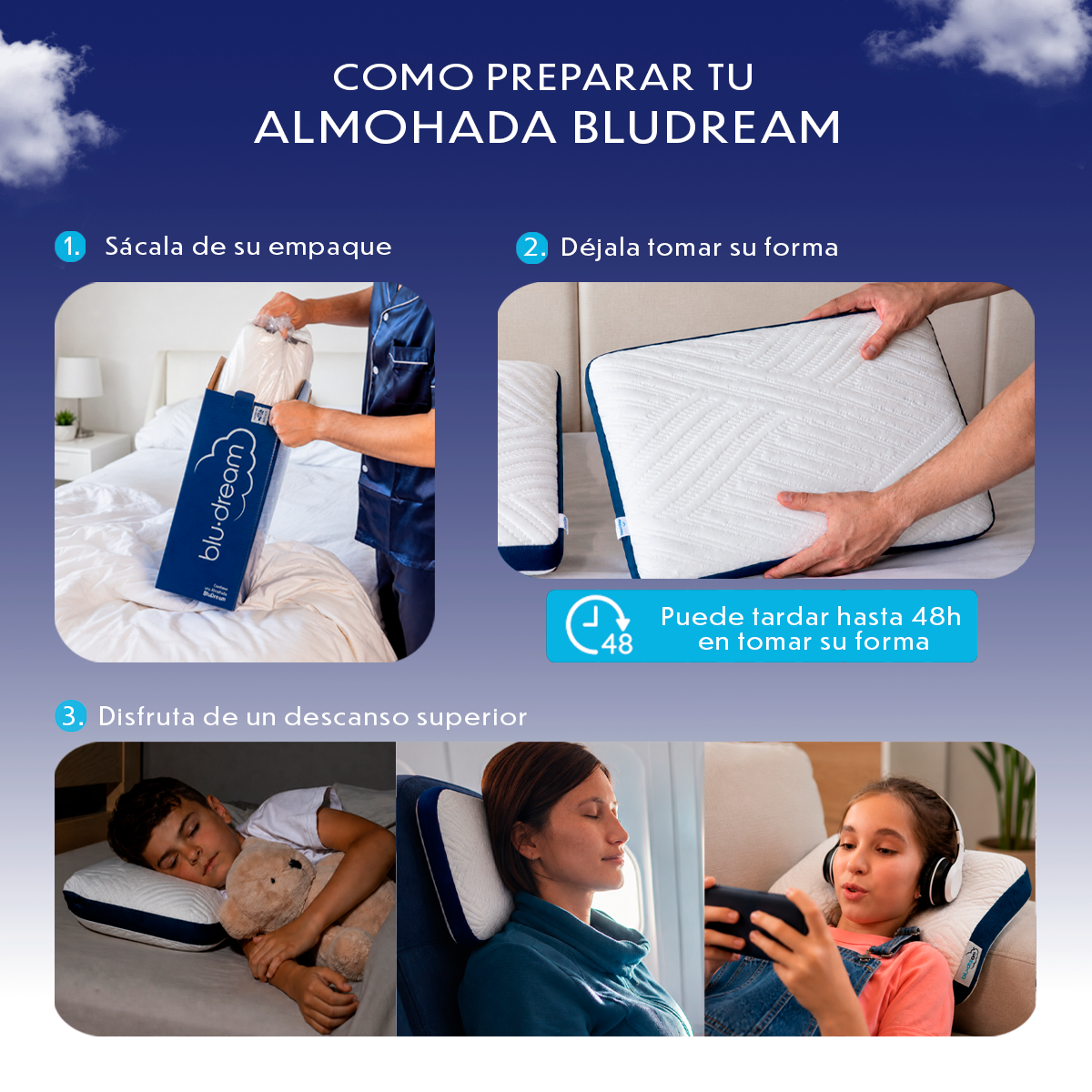 2 Pack Almohada Memory Foam Serenity Individual 60x40x14 cm