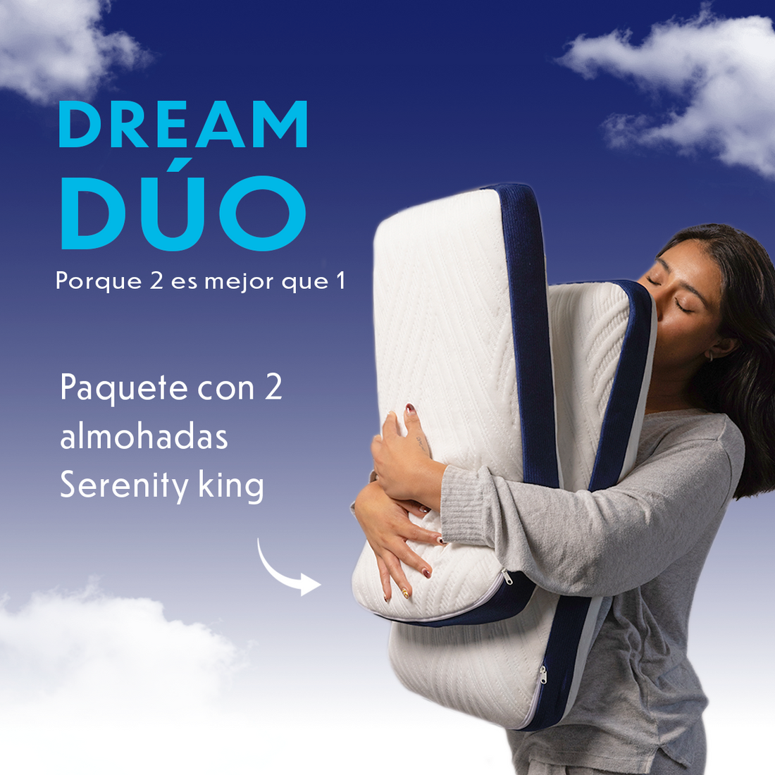 2 Pack Almohada Memory Foam Serenity King Size 80x40x14 cm