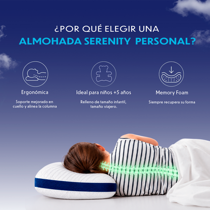 2 Pack Almohada Memory Foam Serenity Personal 53x33x10 cm