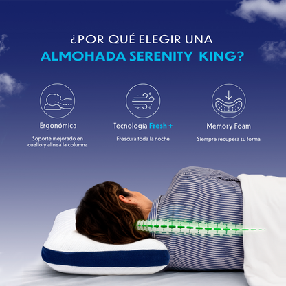 2 Pack Almohada Memory Foam Serenity King Size 80x40x14 cm