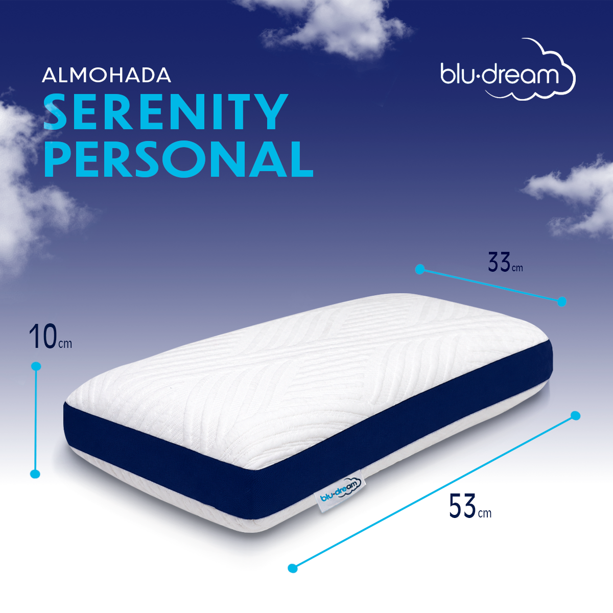 2 Pack Almohada Memory Foam Serenity Personal 53x33x10 cm