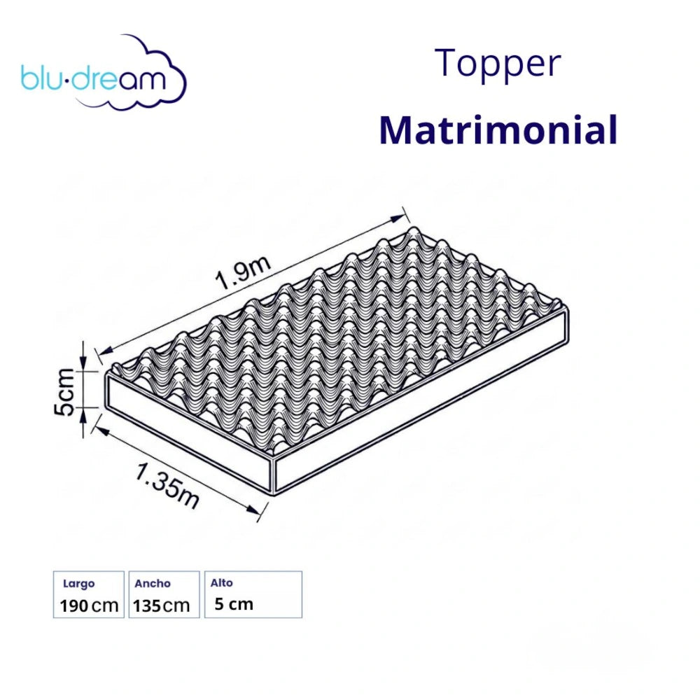 Colchoneta Memory Foam Topper Matrimonial 135x190x 5cm