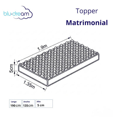 Colchoneta Memory Foam Topper Matrimonial 135x190x 5cm
